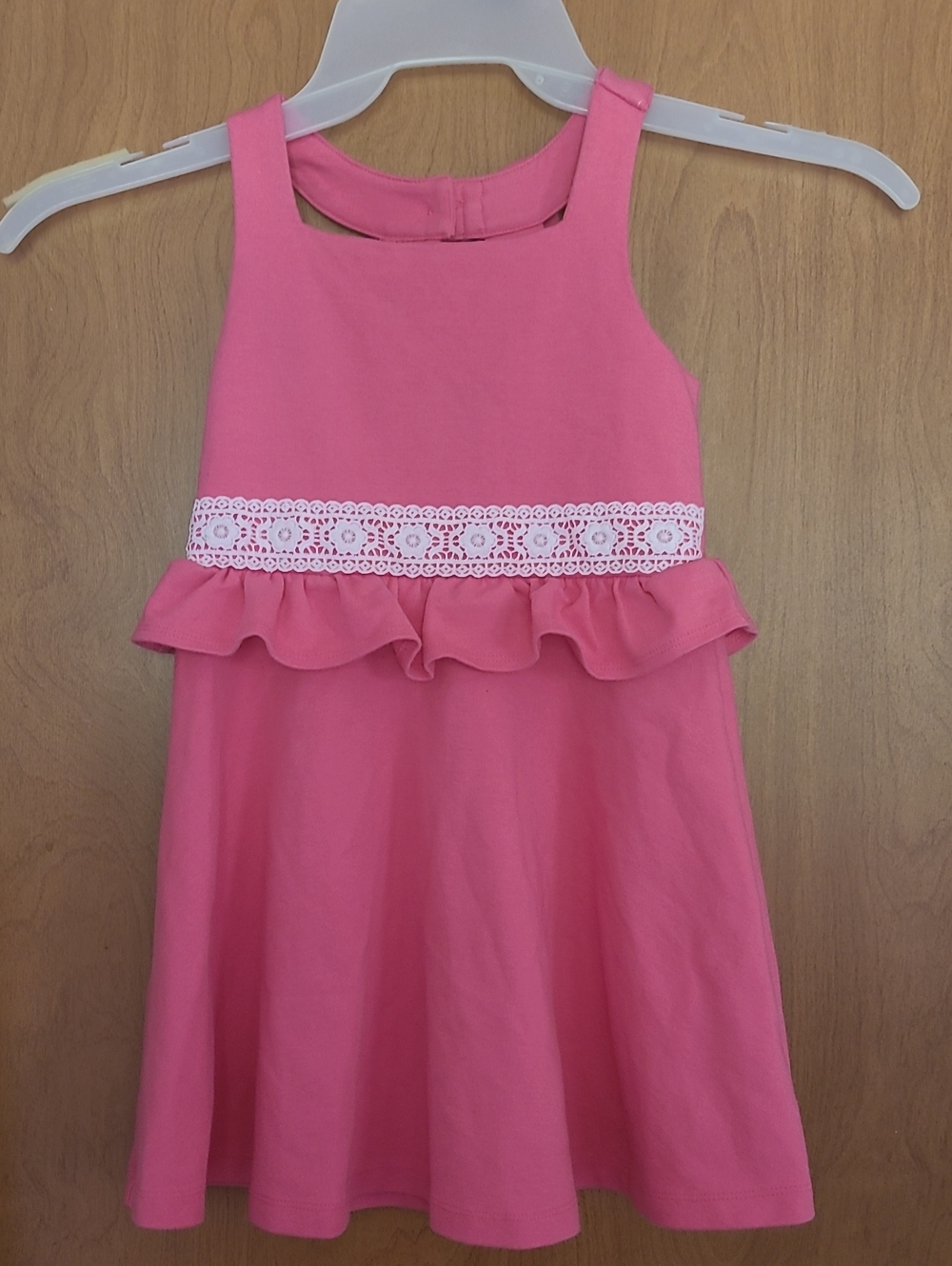 Janie and Jack Pink Sleeveless Ruffle Dress with White Lace Band